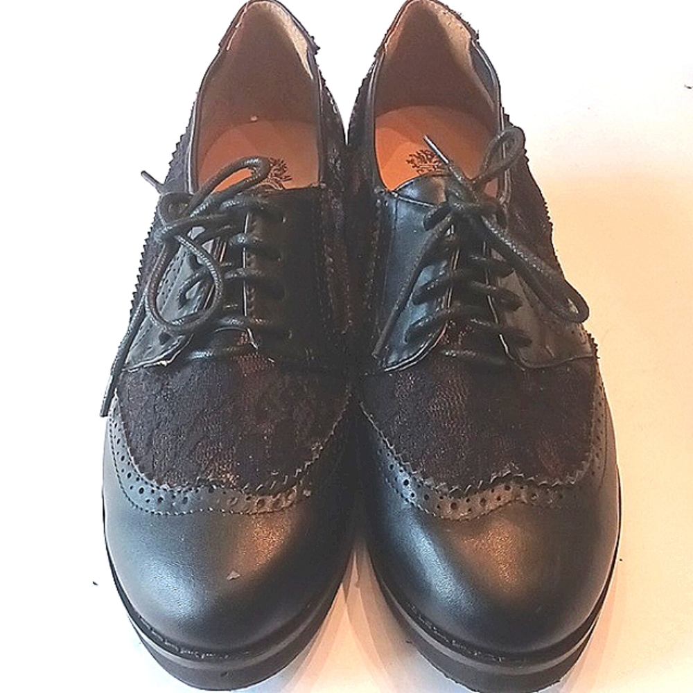 DESIGN By Jacobies Oxford Partial Lace Black Shoes Size 8
